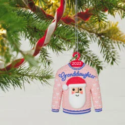 Hallmark Granddaughter Christmas Sweater 2023 Ornament -Hallmark Store Granddaughter Santa Sweater 2023 Keepsake Ornament 1399QGO2549 02