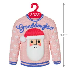 Hallmark Granddaughter Christmas Sweater 2023 Ornament -Hallmark Store Granddaughter Santa Sweater 2023 Keepsake Ornament 1399QGO2549 03