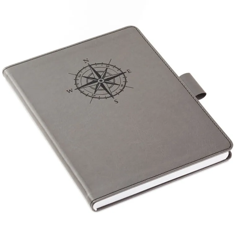 Hallmark Gray Etched Compass Faux Leather Notebook 1 Hallmark Gray Etched Compass Faux Leather Notebook