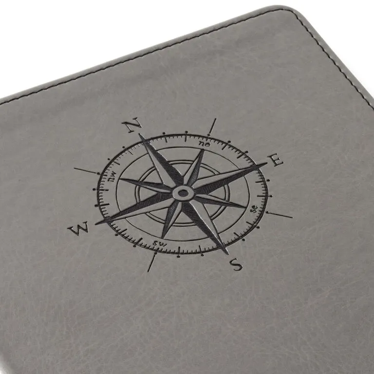 Hallmark Gray Etched Compass Faux Leather Notebook 5 Hallmark Gray Etched Compass Faux Leather Notebook - Image 5