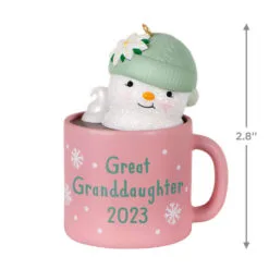 Hallmark Great-Granddaughter Hot Cocoa Mug 2023 Ornament -Hallmark Store GreatGranddaughter Snowman in Mug Keepsake Ornament 1399QGO2559 03