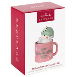 Hallmark Great-Granddaughter Hot Cocoa Mug 2023 Ornament -Hallmark Store GreatGranddaughter Snowman in Mug Keepsake Ornament 1399QGO2559 04