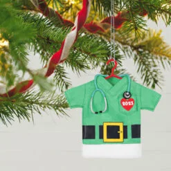Hallmark The Gift Of Caring 2023 Fabric Ornament -Hallmark Store Green Scrubs Shirt Keepsake Ornament 1399QGO2897 02