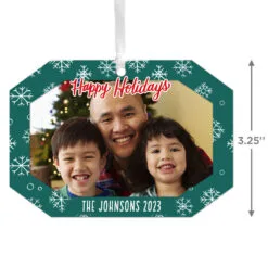 Hallmark Green Snowflake Personalized Text And Photo Metal Ornament 5 Hallmark Green Snowflake Personalized Text And Photo Metal Ornament -Hallmark Store Green Snowflake Personalized Christmas Ornament 1OFM1001B2 03