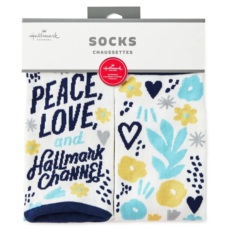 Hallmark Channel Peace & Love Novelty Crew Socks 2 Hallmark Channel Peace & Love Novelty Crew Socks - Image 2