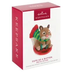 Hallmark Cute As A Button Special Edition Ornament -Hallmark Store Hamster on Button Sled Keepsake Ornament 1599QXE3317 04