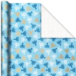 Hallmark Blue Hanukkah Designs 3-Pack Wrapping Paper Assortment, 120 Sq. Ft. -Hallmark Store Hanukkah Designs Wrapping Paper Assortment 5JXW1257 05