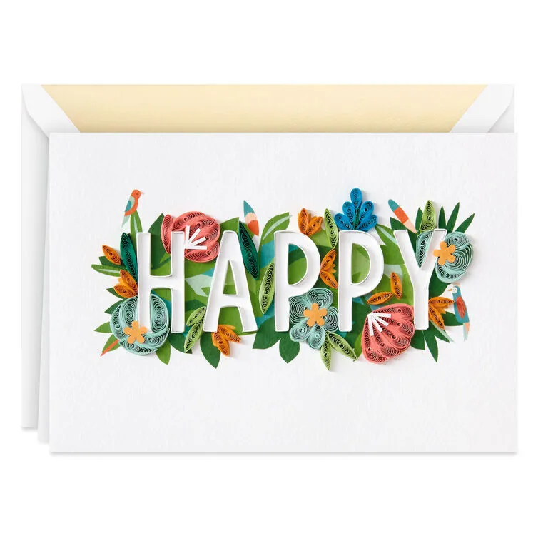 Hallmark Floral Happy Quilled Paper Handmade Birthday Card 1 Hallmark Floral Happy Quilled Paper Handmade Birthday Card