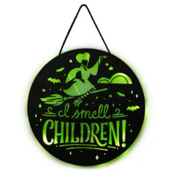 Hallmark Disney Hocus Pocus I Smell Children Porch Decor With Light -Hallmark Store Hocus Pocus LightUp Metal Door Sign 1HGN1526 03