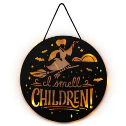 Hallmark Disney Hocus Pocus I Smell Children Porch Decor With Light -Hallmark Store Hocus Pocus LightUp Metal Door Sign 1HGN1526 04