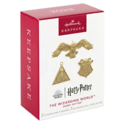 Hallmark Mini Harry Potter™ The Wizarding World™ Metal Ornaments, Set Of 3 -Hallmark Store Hogwarts Crest Owl Deathly Hallows Keepsake Ornaments 2199QXM9249 06