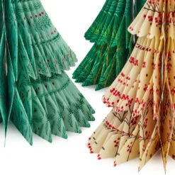 Hallmark Honeycomb Trees 3D Pop-Up Christmas Decorations, Set Of 3 -Hallmark Store Honeycomb Trees 3D PopUp Christmas Decorations Set 1999XPJ8046 03