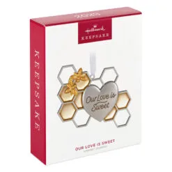 Hallmark Our Love Is Sweet Metal Ornament -Hallmark Store Honeycomb and Heart Keepsake Ornament 1799QHX3027 04