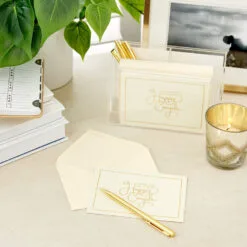 Hallmark Bulk Ivory And Gold Blank Wedding Thank-You Notes, Box Of 100 -Hallmark Store Ivory and Gold Blank Wedding ThankYou Notes Bulk Pack 5STZ1065 07