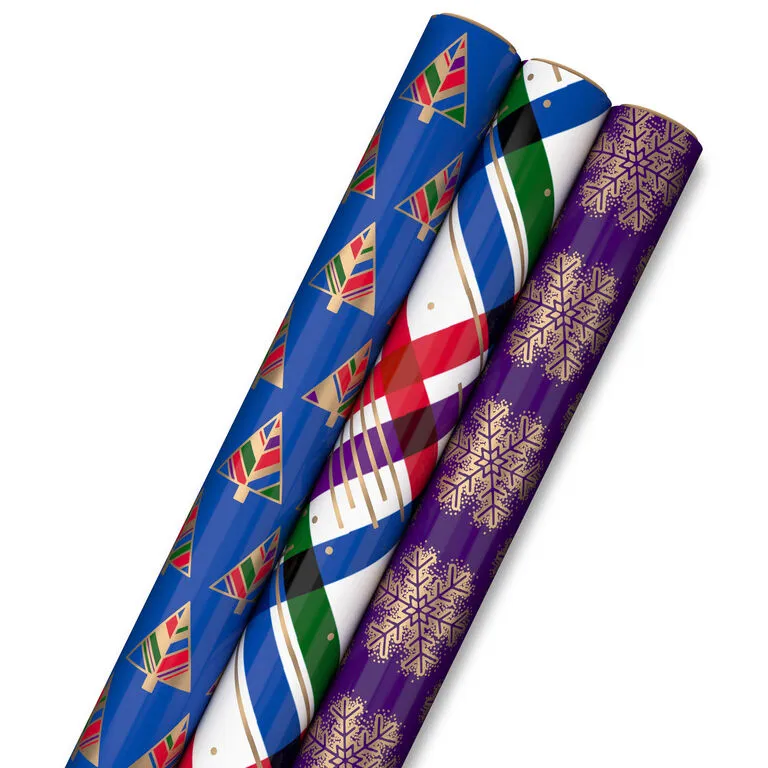 Hallmark Jewel Tones Assorted 3-Pack Christmas Wrapping Paper, 120 Sq. Ft. 1 Hallmark Jewel Tones Assorted 3-Pack Christmas Wrapping Paper, 120 Sq. Ft.