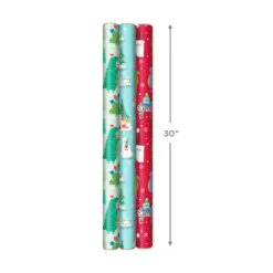 Hallmark Winter Friends 3-Pack Reversible Kids Christmas Wrapping Paper Assortment, 120 Sq. Ft. 8 Hallmark Winter Friends 3-Pack Reversible Kids Christmas Wrapping Paper Assortment, 120 Sq. Ft. -Hallmark Store Kids Reversible Christmas Gift Wrap Assortment 5JXW1073 03