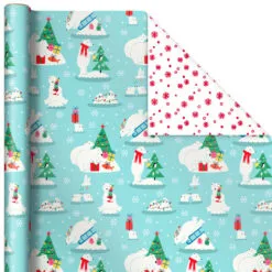 Hallmark Winter Friends 3-Pack Reversible Kids Christmas Wrapping Paper Assortment, 120 Sq. Ft. 10 Hallmark Winter Friends 3-Pack Reversible Kids Christmas Wrapping Paper Assortment, 120 Sq. Ft. -Hallmark Store Kids Reversible Christmas Gift Wrap Assortment 5JXW1073 05