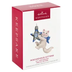 Hallmark Mischievous Kittens Special Edition 25th Anniversary Ornament -Hallmark Store Kitten With 25th Star Keepsake Ornament 1799QXE3327 04