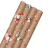 Hallmark Kraft Assorted 4-Pack Christmas Wrapping Paper, 88 Sq. Ft.