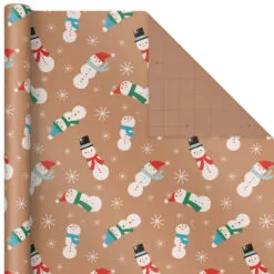 Hallmark Kraft Assorted 4-Pack Christmas Wrapping Paper, 88 Sq. Ft. -Hallmark Store Kraft Christmas Wrapping Paper for Kids JXW1085 04