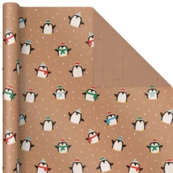 Hallmark Kraft Assorted 4-Pack Christmas Wrapping Paper, 88 Sq. Ft. -Hallmark Store Kraft Christmas Wrapping Paper for Kids JXW1085 05