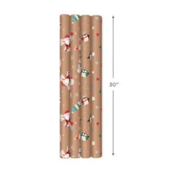 Hallmark Kraft Assorted 4-Pack Christmas Wrapping Paper, 88 Sq. Ft. -Hallmark Store Kraft Christmas Wrapping Paper for Kids JXW1085 08