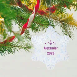Hallmark Store -Hallmark Store Magic Sparkling Snowflake Block Text Personalized Keepsake Ornament With Light 2999QHE2010B2 02