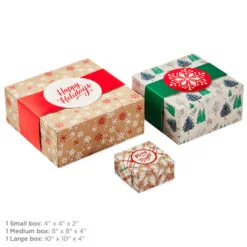 Hallmark Merry And Bright 3-Pack Christmas Gift Boxes, Assorted Sizes And Designs 8 Hallmark Merry And Bright 3-Pack Christmas Gift Boxes, Assorted Sizes And Designs -Hallmark Store Merry and Bright Assorted Christmas Gift Boxes 5XBC1129 03