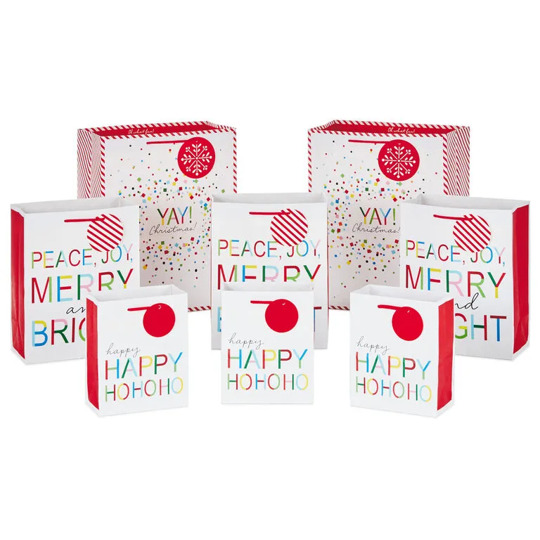 Hallmark Merry And Bright 8-Pack Christmas Gift Bags, Assorted Sizes And Designs 1 Hallmark Merry And Bright 8-Pack Christmas Gift Bags, Assorted Sizes And Designs