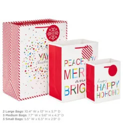 Hallmark Merry And Bright 8-Pack Christmas Gift Bags, Assorted Sizes And Designs 8 Hallmark Merry And Bright 8-Pack Christmas Gift Bags, Assorted Sizes And Designs -Hallmark Store Merry and Bright Assortment Christmas Gift Bags 5XGB1402 03