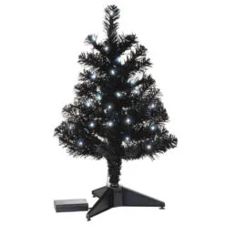Hallmark Miniature Black Pre-Lit Christmas Tree, 18.75" -Hallmark Store Miniature Black PreLit Christmas Tree 2499QSB6246 06