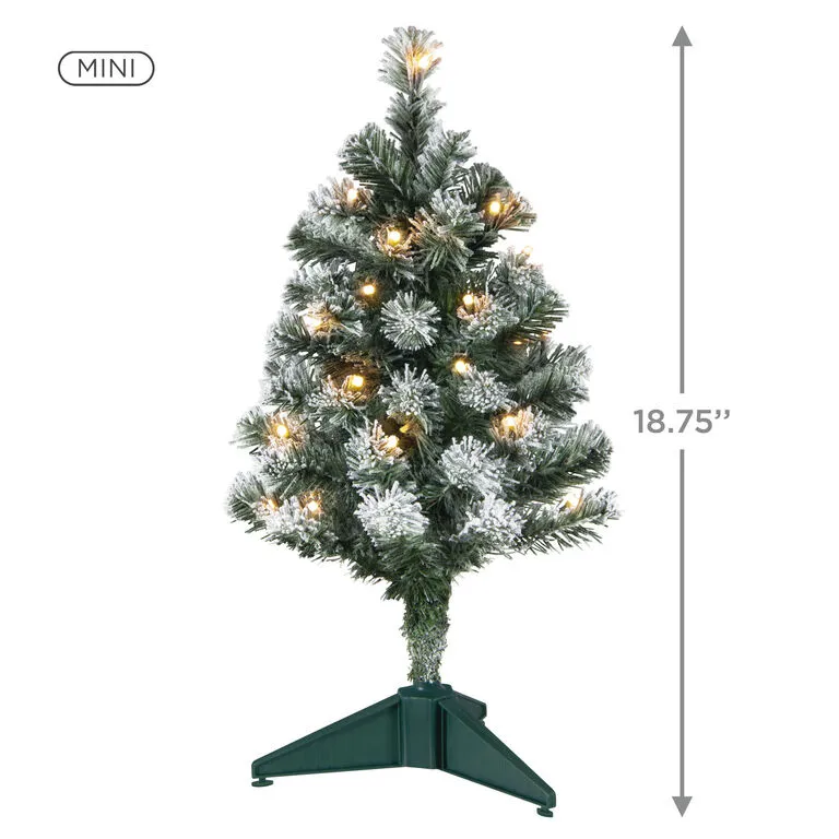 Hallmark Mini Flocked Pre-Lit Christmas Tree, 18.75" 2 Hallmark Mini Flocked Pre-Lit Christmas Tree, 18.75" - Image 2