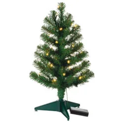 Hallmark Miniature Evergreen Pre-Lit Christmas Tree, 18.75" -Hallmark Store Miniature Green PreLit Christmas Tree 2499QSB6253 06