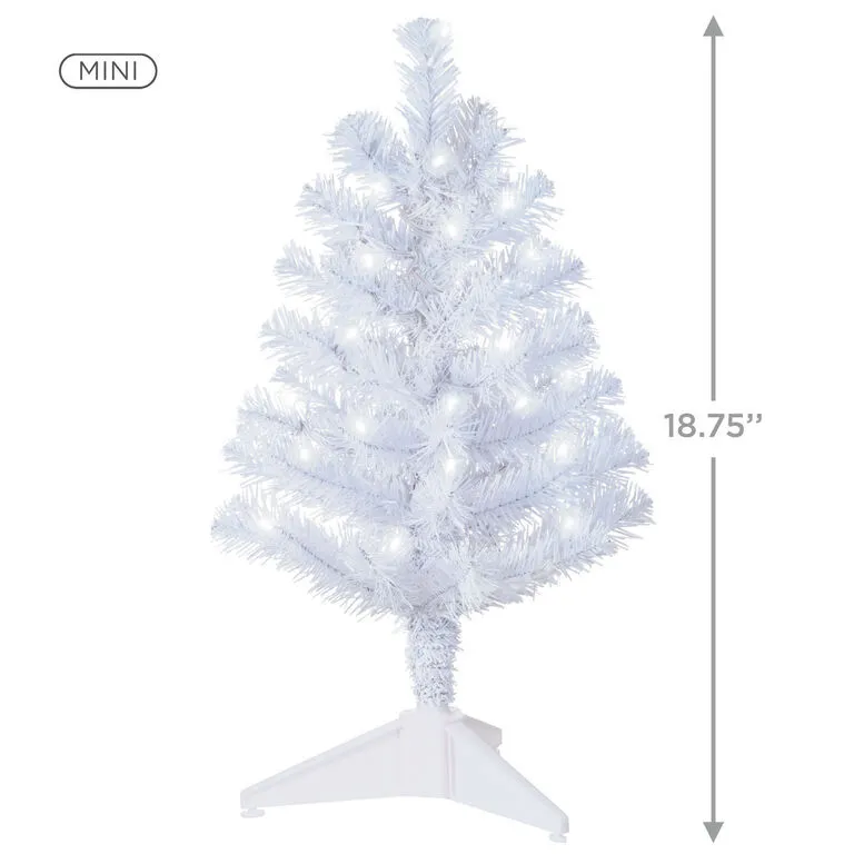Hallmark Miniature White Pre-Lit Christmas Tree, 18.75" 3 Hallmark Miniature White Pre-Lit Christmas Tree, 18.75" - Image 3