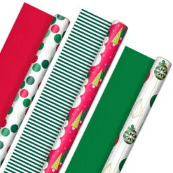 Hallmark Mod Holiday 3-Pack Reversible Wrapping Paper Assortment, 120 Sq. Ft.