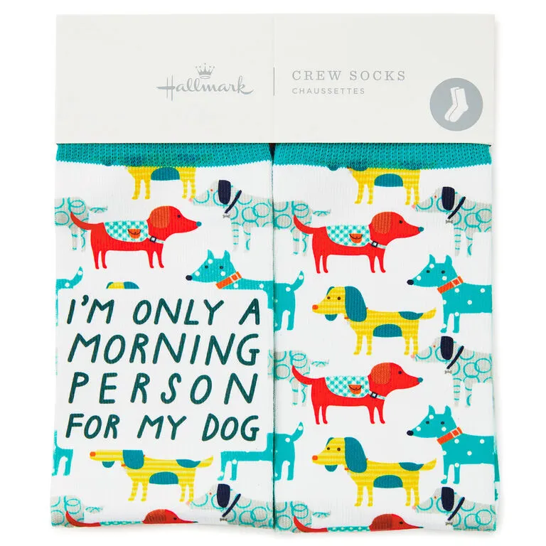 Hallmark Morning Person For My Dog Funny Crew Socks 2 Hallmark Morning Person For My Dog Funny Crew Socks - Image 2