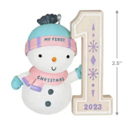 Hallmark My First Christmas Snowman 2023 Ornament 8 Hallmark My First Christmas Snowman 2023 Ornament -Hallmark Store My 1st Christmas Snowman Keepsake Ornament 1699QGO2739 03