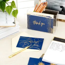 Hallmark Bulk Navy And Gold Assorted Blank Thank-You Notes, Box Of 120 13 Hallmark Bulk Navy And Gold Assorted Blank Thank-You Notes, Box Of 120 -Hallmark Store Navy and Gold Assorted Blank ThankYou Notes Bulk Pack 5STZ1064 07