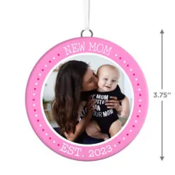 Hallmark New Mom Personalized Text And Photo Ceramic Ornament -Hallmark Store New Mom Personalized Round Ceramic Ornament 1999QHE1711B27 03