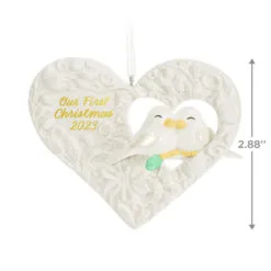 Hallmark Our First Christmas Birds In Heart 2023 Porcelain Ornament -Hallmark Store Our 1st Christmas Birds in Heart Keepsake Ornament 2299QGO2877 03