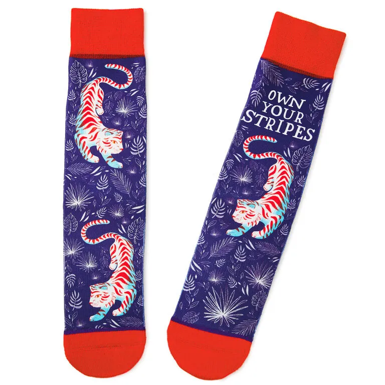 Hallmark Own Your Stripes Tiger Fun Crew Socks 1 Hallmark Own Your Stripes Tiger Fun Crew Socks