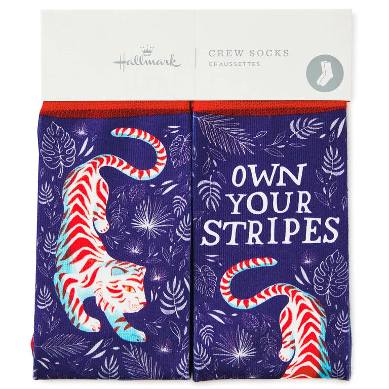 Hallmark Own Your Stripes Tiger Fun Crew Socks 2 Hallmark Own Your Stripes Tiger Fun Crew Socks - Image 2