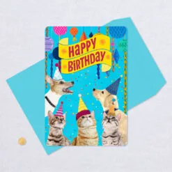 Hallmark 16" Party Cats And Dogs Jumbo Birthday Card From All -Hallmark Store Party Cats Dogs Birthday Card From Us 1299CBG3004 05