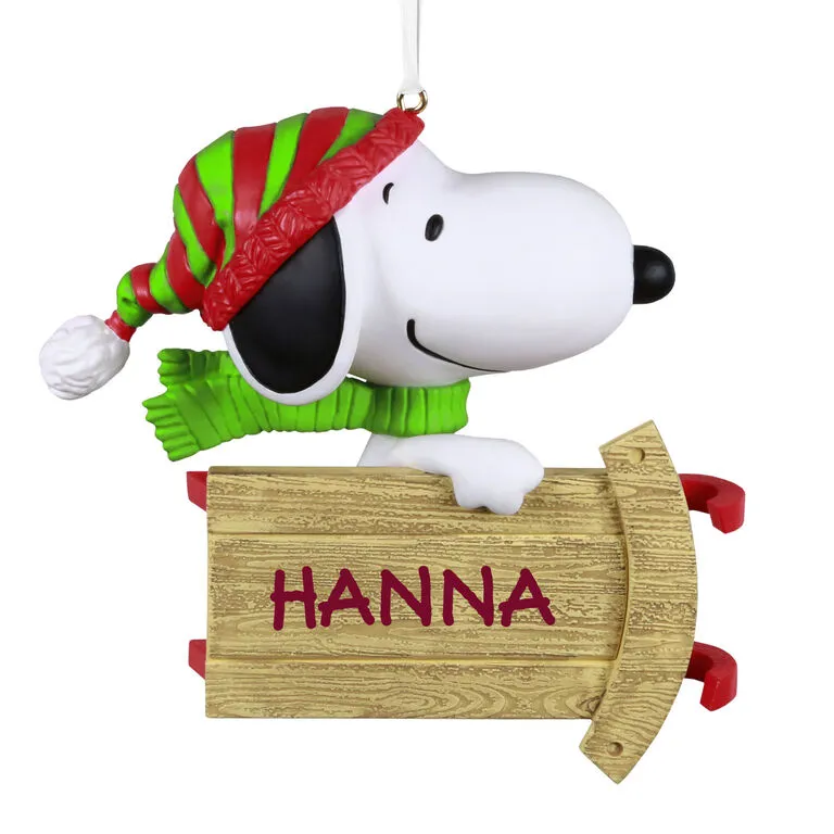 Hallmark Peanuts® Sledding With Snoopy Personalized Ornament 1 Hallmark Peanuts® Sledding With Snoopy Personalized Ornament
