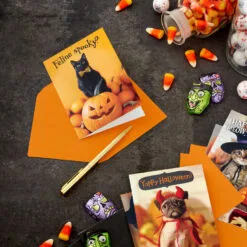 Hallmark Pet Puns Boxed Halloween Cards Assortment, Pack Of 48 -Hallmark Store Pet Puns Boxed Halloween Cards Assortment 5ELT1013 06