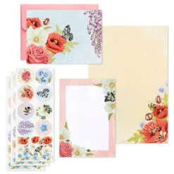 Hallmark Pink Floral Stationery Set And Desk Organizer Box -Hallmark Store Pink Floral Stationery Set and Note Cards in Box 5STZ1186 03
