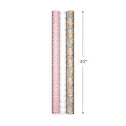 Hallmark Pink And Gray 3-Pack Wrapping Paper, 85 Sq. Ft. Total -Hallmark Store Pink and Gray 2 Standard 1 Foil 3Pack Gift Wrap 5EWR6421 08