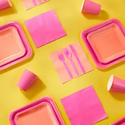 Hallmark Color Pop 96-Piece Tableware Basics Party Kit, Pink And Orange 5 Hallmark Color Pop 96-Piece Tableware Basics Party Kit, Pink And Orange -Hallmark Store Pink and Orange Party in a Box Party Supplies 5CLP1002 03