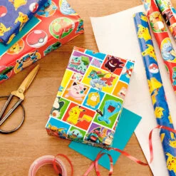 Hallmark Assorted Pokémon Wrapping Paper 3-Pack, 60 Sq. Ft. -Hallmark Store Pokmon Wrapping Paper for Kids Birthdays 5EWR2645 03