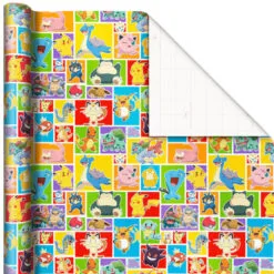 Hallmark Assorted Pokémon Wrapping Paper 3-Pack, 60 Sq. Ft. -Hallmark Store Pokmon Wrapping Paper for Kids Birthdays 5EWR2645 05